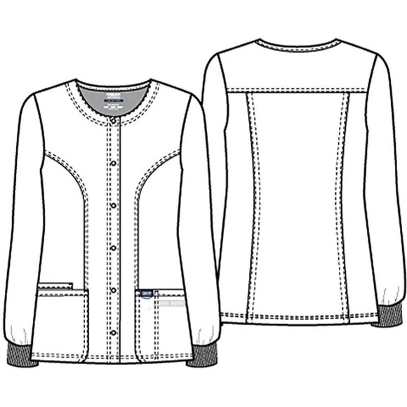 Women Jacket Snap Front Warm Up Workwear Caribbean Cherokee Blue 26 28 3XL - Picture 6 of 7